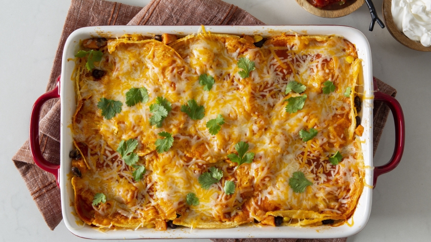 Vegetarian Sweet Potato and Black Bean Enchiladas