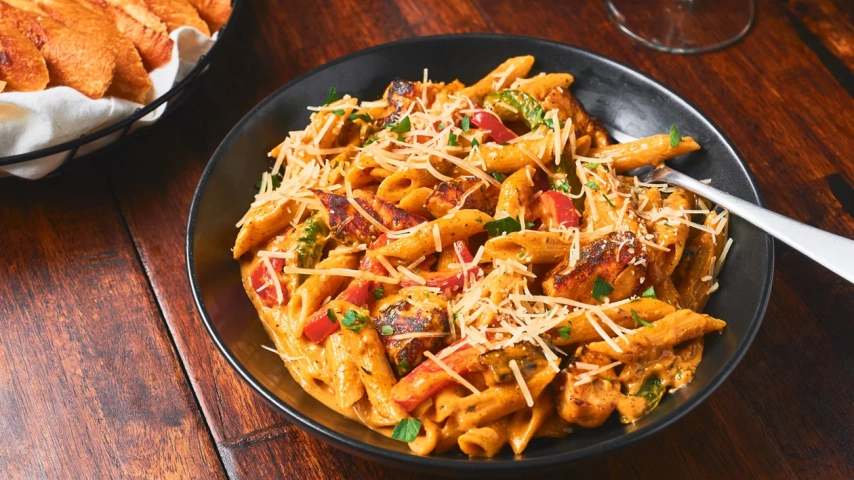 Creamy Cajun Chicken Pasta with Roasted Bell Peppers and Fresh Parsley