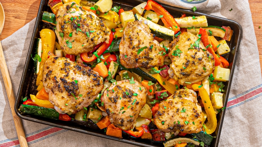 One-Pan Lemon Garlic Chicken with Roasted Vegetables