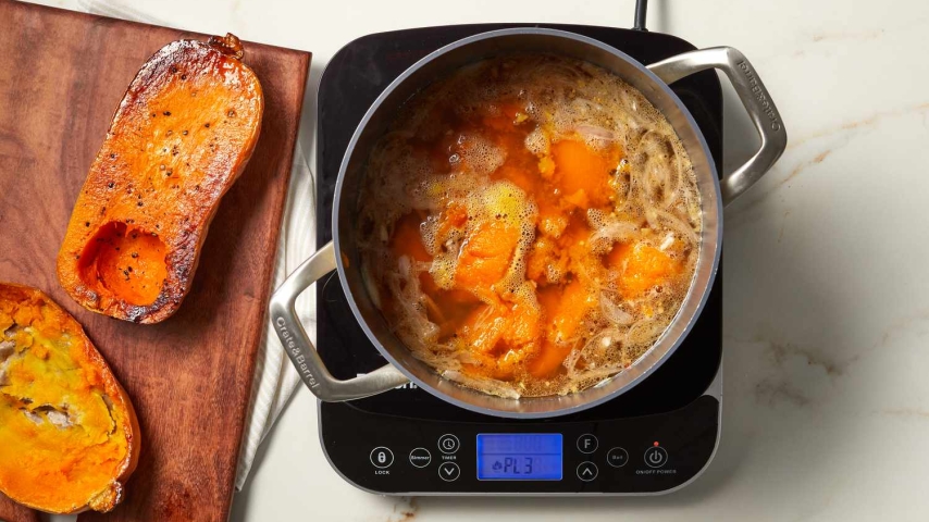 Creamy Roasted Butternut Squash Soup with Coconut Milk and Ginger
