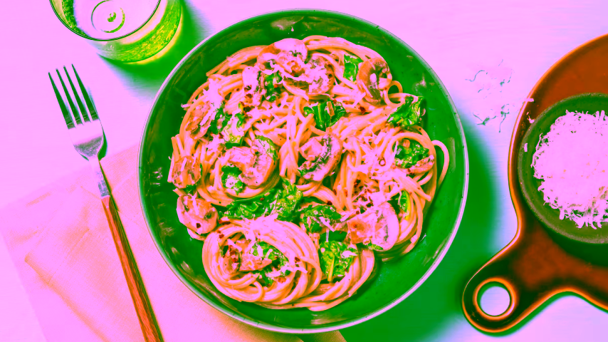 Creamy Mushroom and Spinach Fettuccine Pasta