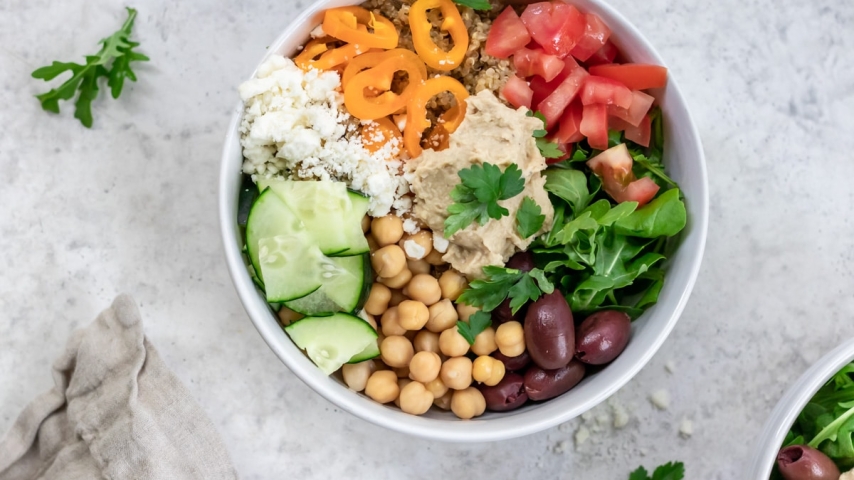 Spicy Roasted Chickpea and Quinoa Buddha Bowl with Yogurt Tahini Sauce