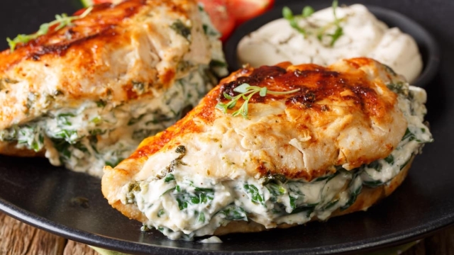 Creamy Spinach and Ricotta Stuffed Chicken Breast with Herb Sauce