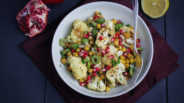 Roasted Cauliflower and Chickpea Bowl with Tahini Lemon Dressing