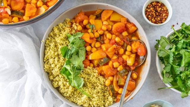 Moroccan Chickpea and Vegetable Tagine with Apricots