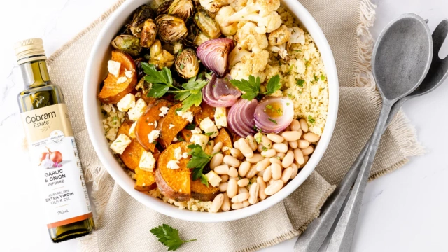 Herbed Lemon Couscous with Roasted Vegetables and Feta